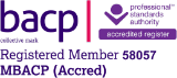 BACP accreditation, registered member 58057, MBACP (Accred)